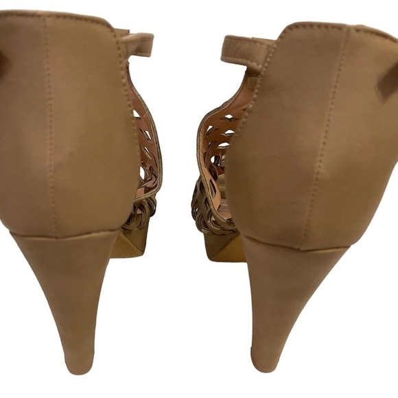 TOP MODA Bonica Tan Suede Open Toe Heels Shoes Sandals - Picture 5 of 7